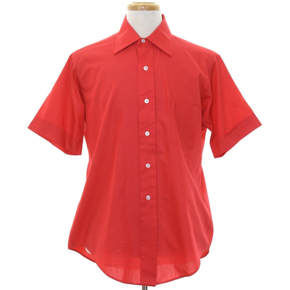 Vintage 80s Hampton House Van Heusen Red Camp Shirt Mens Medium 44 Chest